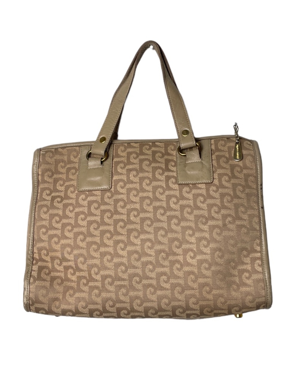 Iconic Vintage Tan Pierre Cardin All over Logo Print Purse